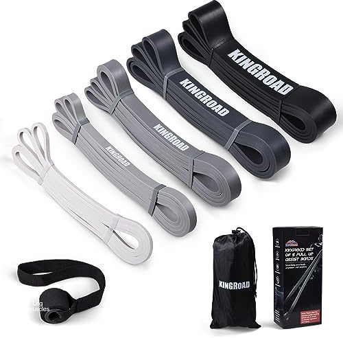Resistance Band Pull Up Assistance Bands,Set of 5 Resistance Heavy Duty Exercise Stretch Fitness Bands for Stretching Power Lifting Workout Training with Instruction Guide (Black Set of 5)