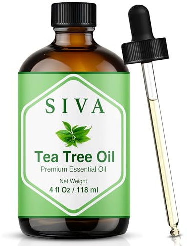 Siva Tea Tree Essential Oil - 4 Fl Oz – Natural Tea Tree Oil - for Diffuser, Face, Skin Care, Aromatherapy, Hair Care, Scalp and Body Massage - with Dropper | Tea Tree Oil for Hair Care, Scalp Care, Face Care, Skin Care, Nail Care, Diffuser, Humidifier, Soap Making & DIY Blending