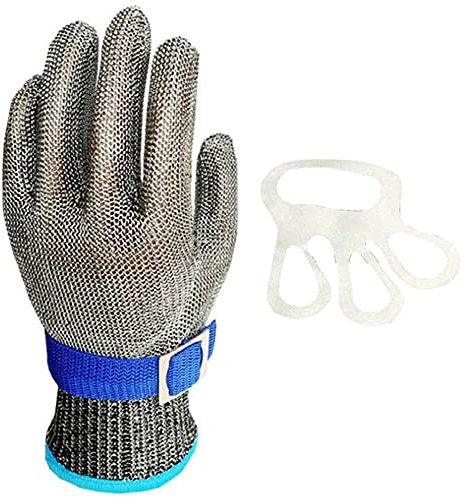 WingFly Schnittschutzhandschuhe Edelstahl Schnittfeste Handschuhe Schutzhandschuhe zum Schneiden Hacken Fleischverarbeitung Küchenhandschuhe Arbeitshandschuhe für Baustelle(Ein Handschuh) (Large)
