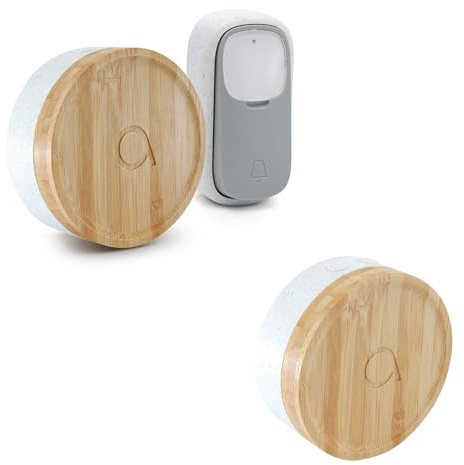 Avidsen - Lot de 2 carillons et 1 bouton sans fil sans pile Bamboo