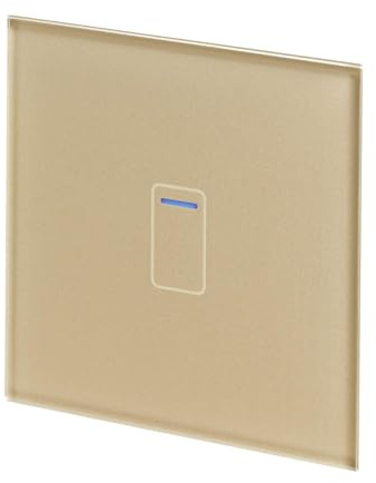 Retrotouch Crystal Touch Switch | LED Light Indicator | 1 Gang 2 Way 300W | Stylish Brass Glass Finish | Screwless Front | 35mm Back Box No-Neutral Required | Luxury Home & Bathroom Light Switches