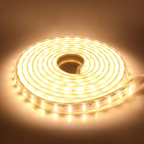 KISUFU 220V LED Streifen 10m,120 LEDs/m Doppelte Reihe LED Band CRI≥102,Wasserdichte,Superheller, flexibler LED Strip Lichtstreifen mit hoher Dichte für DIY-Festival-Dekoration zu Hause, Schlafzimmer