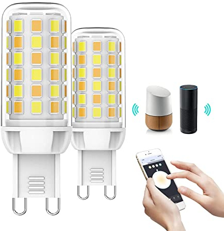 BVCL Smarte G9 LED Glühbirne, G9 LED Birne 4W Smarte LED Lampen, ersatzt für 40W Halogenlampe, WLAN Dimmbar Birne kompatibel mit Alexa, Google Assistant, Zeitpläne,Kein Hub (Size : 2pcs)