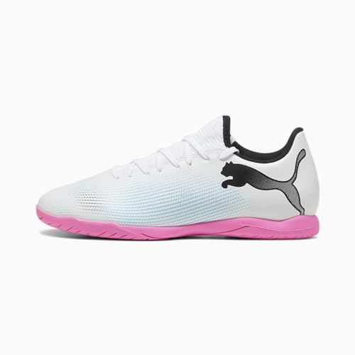 Puma Herren Future 7 Play Indoor Trainer Soccer ShoesPUMA Herren Future 7 Play Hallentrainer Fußballschuhe, Weiß-Schwarz-Giftrosa, Größe 41
