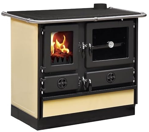 Cuisinière à bois MAGNUM MBS en fonte | Sortie côté droit - Beige