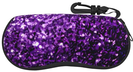 ENVEED Brillenetui für Damen, Pfauenfeder-Design, mit Neopren-Gummi und Reißverschluss, Schöner violetter Glitzer, One size