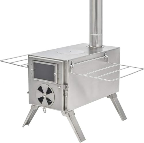 Morimoe Estufa de leña para camping, estufa portátil para tienda de campaña al aire libre, acero inoxidable 304 con tubos de chimenea, camping para calefacción, cocina y barbacoa