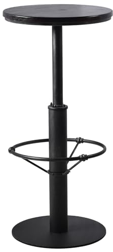LOKKHAN 107 cm (42 tum) högt rustikt industriellt barbord – 50 cm (29,7 tum) rund träskiva metallstång justerbar stående pubbord – matsal bistrobord – cocktailbord (silver, valnöt)