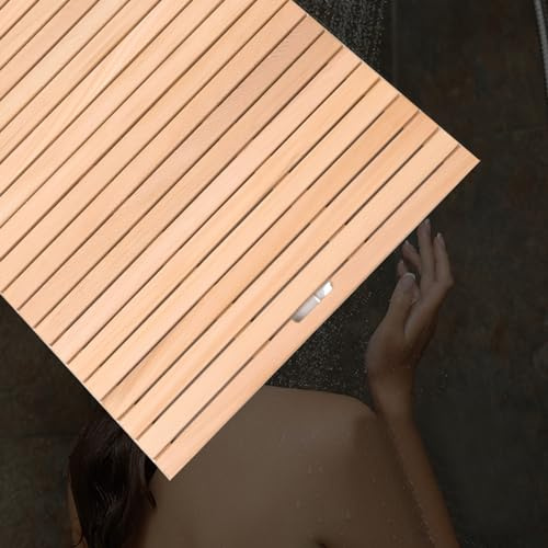 Tapis de Bain en Bambou Durable et Antidérapant,Caillebotis de Douche de Bain Polyvalent,Tapis de Bain en Bois de Spa Rectangulaire,Tapis de Sol Paillasson,Conception à Lattes (45x60cm/18x24in)