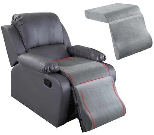 HOMBYS Foam Recliner Cushion with Leg Pillow for Elderly Large Square Seat Cushion Wave Shape Footrest for Armchairs Couch, Medium Thick & Supportive, Non-Slip Design, Light Grey