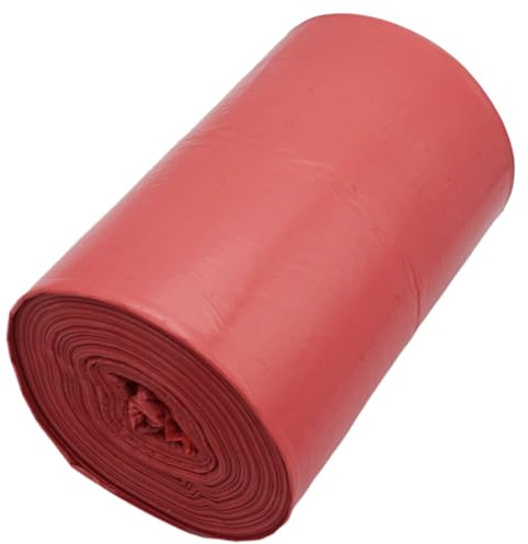 SKIR'CO Bolsas de basura de 60 litros, bolsas de basura rojas de 60 x 72 cm, bolsas de basura de color rojo (50 unidades)