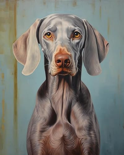 ZMHZMY Digitale Malerei auf Leinwand Weimaraner-Hund DIY Handgemalt Ölgemälde Kits auf Leinwand Geschenk für Weihnachten Geburtstag Home Haus Deko,40x50cm
