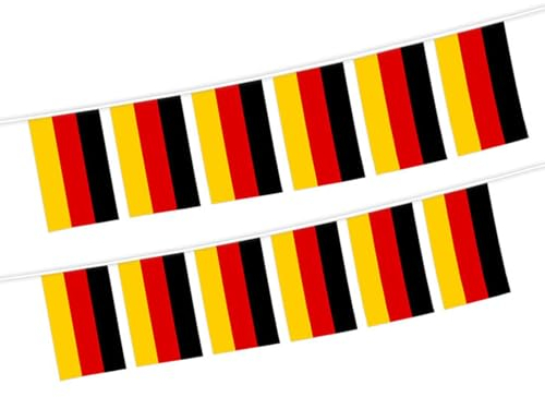 Okaywork 30 PCS Bandera de Alemania 14 x 21cm, 10 Metros Guirnalda de Banderas, Euro Fútbol 2024, Banderines para Fans Bares Fiesta Calles Decoración, Eventos Deportivos
