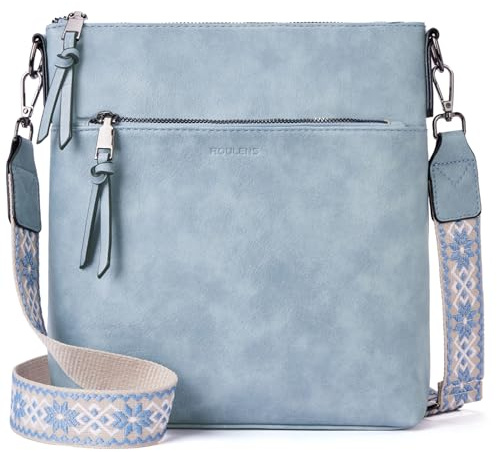 Roulens Borsa a tracolla trendy per le donne, crossbody bag media in pelle morbida vegana per le donne con tracolla larga regolabile