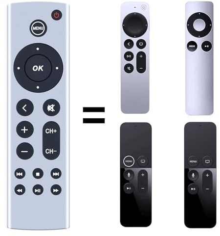 Universal Replacement Remote Control fit for Apple TV Gen 1 2 3 4, for Apple TV 4K / HD A1427 A1469 A1378 A1218 A2843 A2737 A2169 A1842 A1625 (No Voice Function)