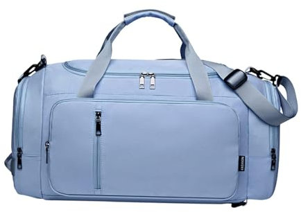 F Fityle Reisetasche, Sporttasche, Reisetasche, für Männer und Frauen, große Gepäcktasche mit Schuhfach, Blau