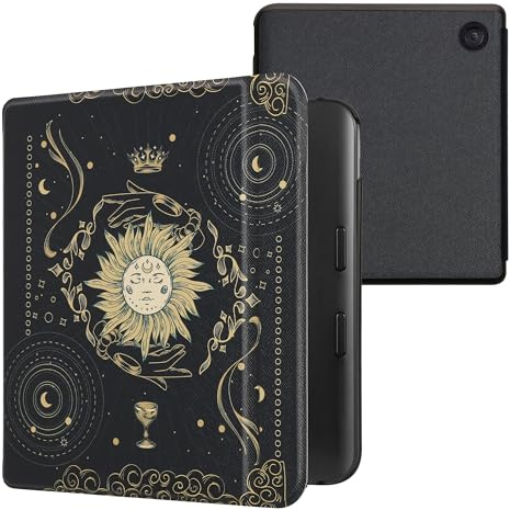 kwmobile Fällbart Kompatibelt med Kobo Kobo Libra Colour/Tolino Vision Color – eReader-fodral – tarotkort, mörkblå, gul, svart