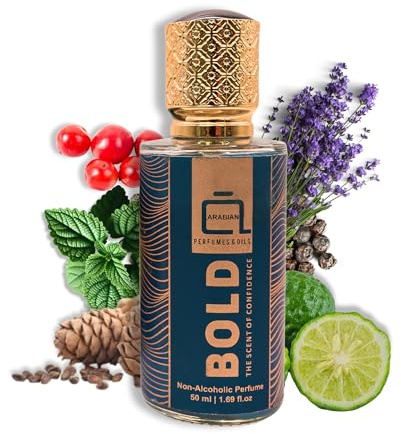 ARABIAN PERFUMES & OILS Bold Non-Alcoholic Perfumes for Men 1.69 Fl Oz. | Spicy Masculine Fresh Fragrance | Long Lasting Travel Size Perfumes