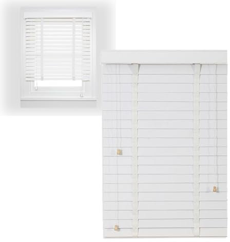 Persianas Venecianas De Madera Persianas Horizontales De Interior Ancho 33/45/60/75/87/105/120/135/160cm Estores Venecianas Privacidad Cortinas con Lamas 50mm Verticales(White)