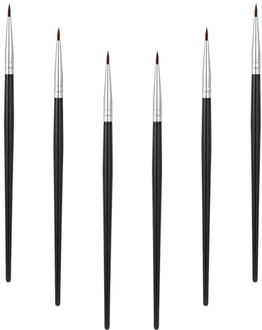 6 Pack Eye Liner Brushes Fine Point Eyeliner Brushes Portable Eye Gel Foundation Brush Water Activated Graphic Cosmetic Liner Wands to Accurately Apply Gel and Wet Powder for Women