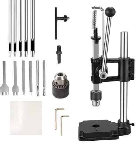 Leather Hole Puncher Hand Punching Machine Manual Press Puncher Tools for DIY Craft (with Chuck, PP Plate, 4* Leather Prong Punch,7*Circular Punch)