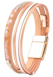 VANSZA Armband Wickelarmband für Frauen Boho Lederarmband Mehrschichtige Leder Armbänder Glücksarmband Magnetverschluss Surfer Wickelarmband Einfachheit
