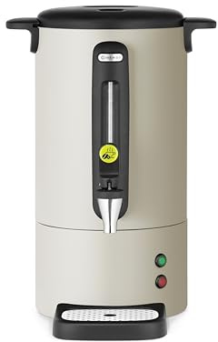 HENDI Percolateur à café 7L UNIQ, cafetière à percolation avec paroi simple et robinet anti-gouttes, filtre intégré, 230V, 50/60Hz, 1050W, 307x330x(H) 450mm, blanc cassé, Inox, PP