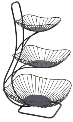 Bamboo Sea Ciotole per la Frutta, Cesto for Frutta, Cesto for Frutta e Verdura a 3 Livelli for bancone della Cucina, Organizer Rimovibile for Snack e Pane Ciotole per la Frutta da Tavolo(Black)