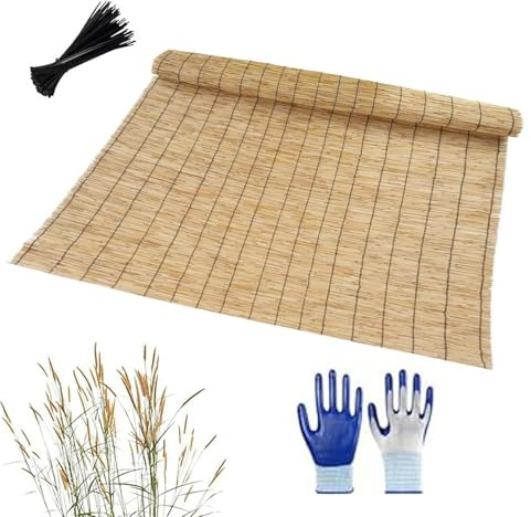 Fäktningsrulle Bambu Väderbeständig,Vassskärm Utomhus Vindblock,Bambu Väggpanel Exteriör Kan Skäras,Naturligt Vassstängsel Dekorativ Avdelare För Trädgårdsbalkongfönster Inomhus Utomhus(H60xL600cm/