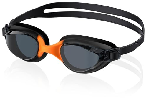 Ambienden Unisex Swimming Goggles, Anti-Fog & Leak-Proof With Clear Lens Goggles, Adjustable Colorful Nose Bridge, Professional Wide Vision Comfort Fit For Adults Outdoor Swimming-Orange