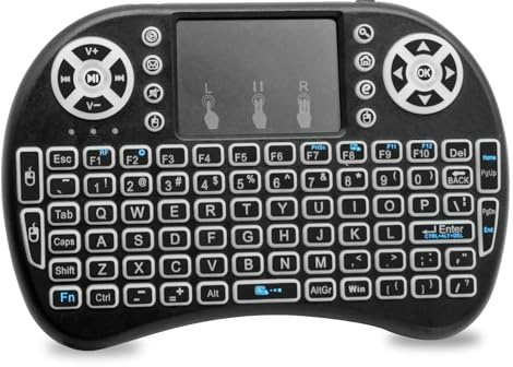 AYWHP Mini i8 Wireless Clavier rétroéclairage avec Tapis de Souris Multi-Touch pour Smart TV,PC, Pad, Xbox 360, PS3, TV Box(avec rétroéclairage)