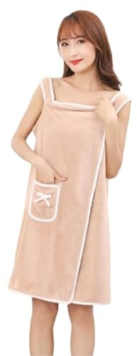 Gonna per Asciugamano da Bagno Gonna da bagno morbida e assorbente, ispessita, con asciugamano da bagno indossabile avvolgente for il petto di donne adulte(Dark khaki)
