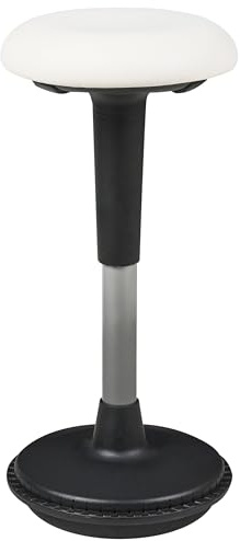 Beliani Taburete oscilante de Oficina de Piel sintética con Estructura metálica Altura Ajustable Asiento ergonómico Blanco Estell