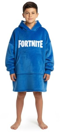 Fortnite Blue unisex barnfilt huvtröja | mysig fleece myskläder med huva och långa ärmar | perfekt för spelkvällar och avkopplande varor