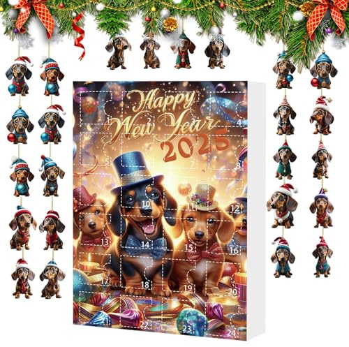 Dachshund Jul Advent Akryl Söta Dekorationshängen