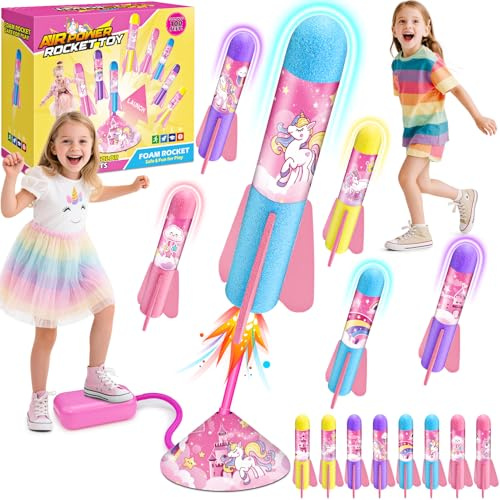 Anginne Raketen Spielzeug, Einhorn Geschenk Mädchen Outdoor Spielzeug ab 3 4 5 6 7 8 Jahre Outdoor Spiele Garten Spielzeug Kinder für Draußen Kinderspielzeug Ostergeschenke Kinder