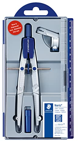 Staedtler NORIS CLUB 550 01, compás escolar de precisión con rueda de ajuste, Color Plateado