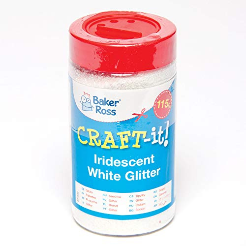 Baker Ross EF332 Iridescent White Glitter Shaker Arts and Crafts — Glitter Container, 115g