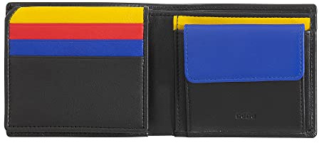 DUDU Kleines Herren Portemonnaie RFID in Leder mit Münzfach Schwarz