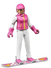 Bruder 60420 - Snowboardfahrerin mit Snowboard, Helm, Handschuhen - 1:16 Winter Sportlerin bworld Figur Spielzeug Skifahrer Frau