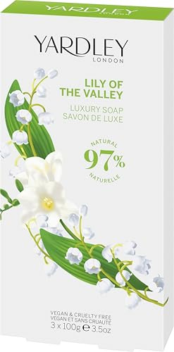 Yardley Maiglöckchen (3X100g Seifen, 300 g | Moisturising Solid Soap Bar, Finely Milled Pack of 3, 97% Natural Ingredients, Vegan and Cruelty Free, Made in UK
