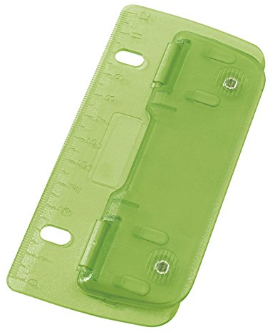 Wedo Taschenlocher 2-Loch Pocket Punch 8 cm grün mit Papierführung und Zentimeterskala ultraflach tragbar