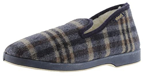 victoria Zapatillas de casa Wamba Confortable Cuadros & Interior Borreguito & Suela Al Tono 202061 para Hombre Marino 42