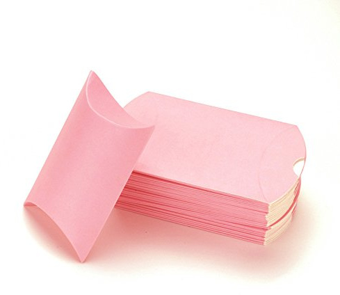 50 Stück Konfektschachtel-Boxen Kissen aus Kraft-Papier einfaches Do it yourself Rosa