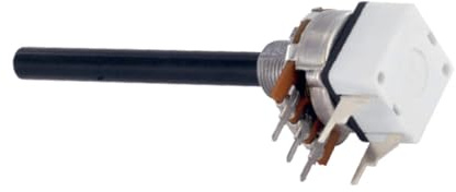 WITTKOWARE Mono-Potentiometer mit Schalter, langer Kunststoff-Achse (6x56mm) und Mutter, 10 Kilo-Ohm, ±20%, linear, 0,4W