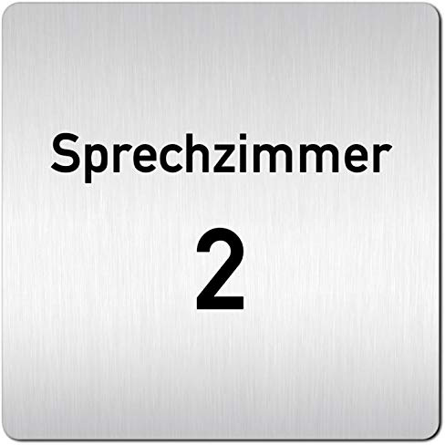 Türschilder24 XXL Schild - Türschild (B) • 125 x 125 mm • Sprechzimmer 2 • 1,5 mm Aluminium Vollmaterial • 100% Made in Germany