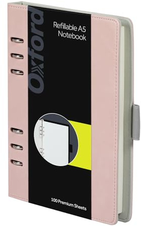 Oxford 6-Ring Professional Notebook, 7 x 9 Inch, Refillable Notebook, Writing Journal, Ivory Paper, 100 Sheets, Blush Pink Faux Leather Cover (90005)