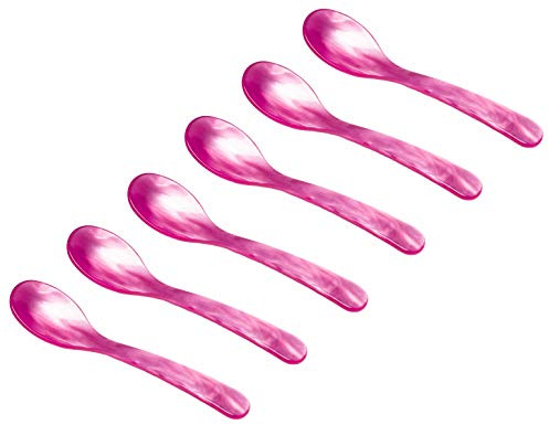 Heim Söhne 6er Set Acrylglas Löffel ca. 12,2 cm – Zauberhafte Eierlöffel in Perlmuttoptik für unvergessliche Momente beim Frühstück, Dessert & mehr – Handgefertigt in Deutschland (Pink)