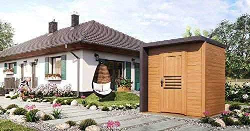 Alpholz Gartenhaus Bratek aus Massiv-Holz, Gerätehaus mit 19 mm Wandstärke, Garten Holzhaus inklusive Montagematerial, Geräteschuppen Größe: 202 x 168 cm, Flachdach