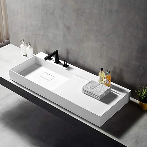 Wandwaschbecken TWG222 aus Mineralguss - 120 x 50 x 12 cm - Weiß matt